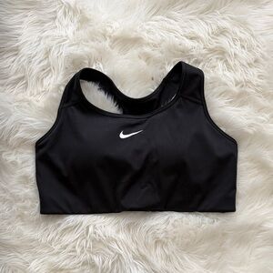 Nike Black Sports Bra with White Swoosh - High Coverage